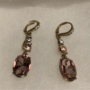 Givenchy Light Pink Pave Double Crystal Drop Earrings